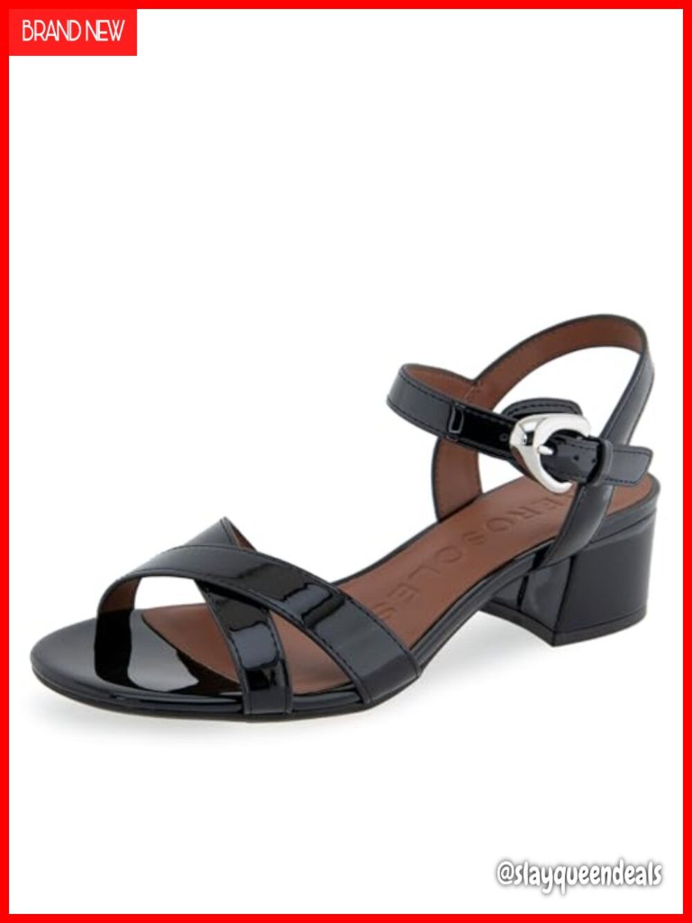 Aerosoles Cinzia Low Block Heel Sandal Faux Leather Ankle Strap